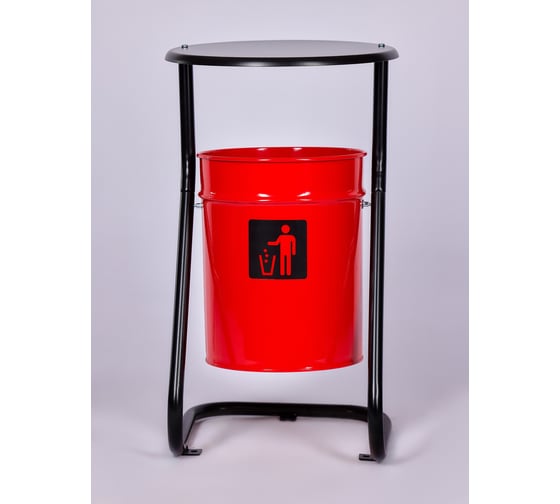 Изображение товара Урна уличная ПРОФМЕТСТИЛЬ металлическая, красная, с крышкой, с креплением в асфальт 647