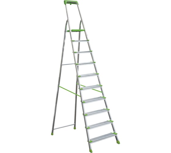 Изображение товара Алюминиевая стремянка Новая Высота с органайзером PRO, 1х10 ступеней, 2К башмаки 2118110