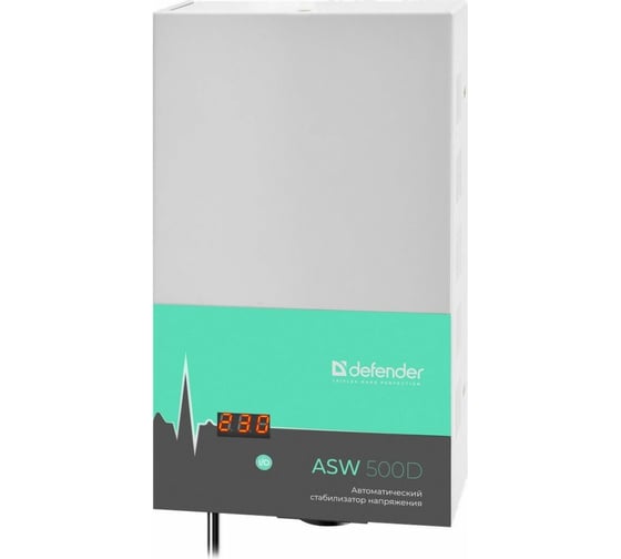 Изображение товара Настенный стабилизатор напряжения Defender ASW 500D 300Вт толщина 65мм, 1 розетка 99044