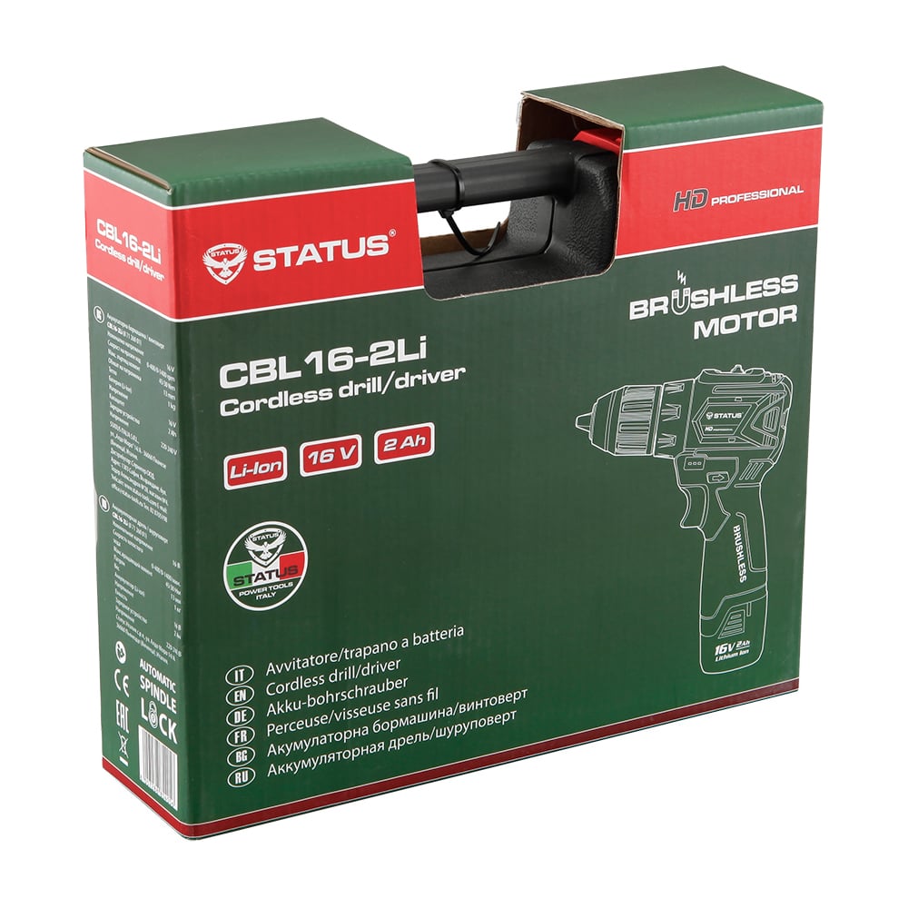 Изображение товара Бесщеточная дрель-шуруповерт STATUS CBL 16-2Li 07126001 с подсветкой и 2 аккумуляторами
