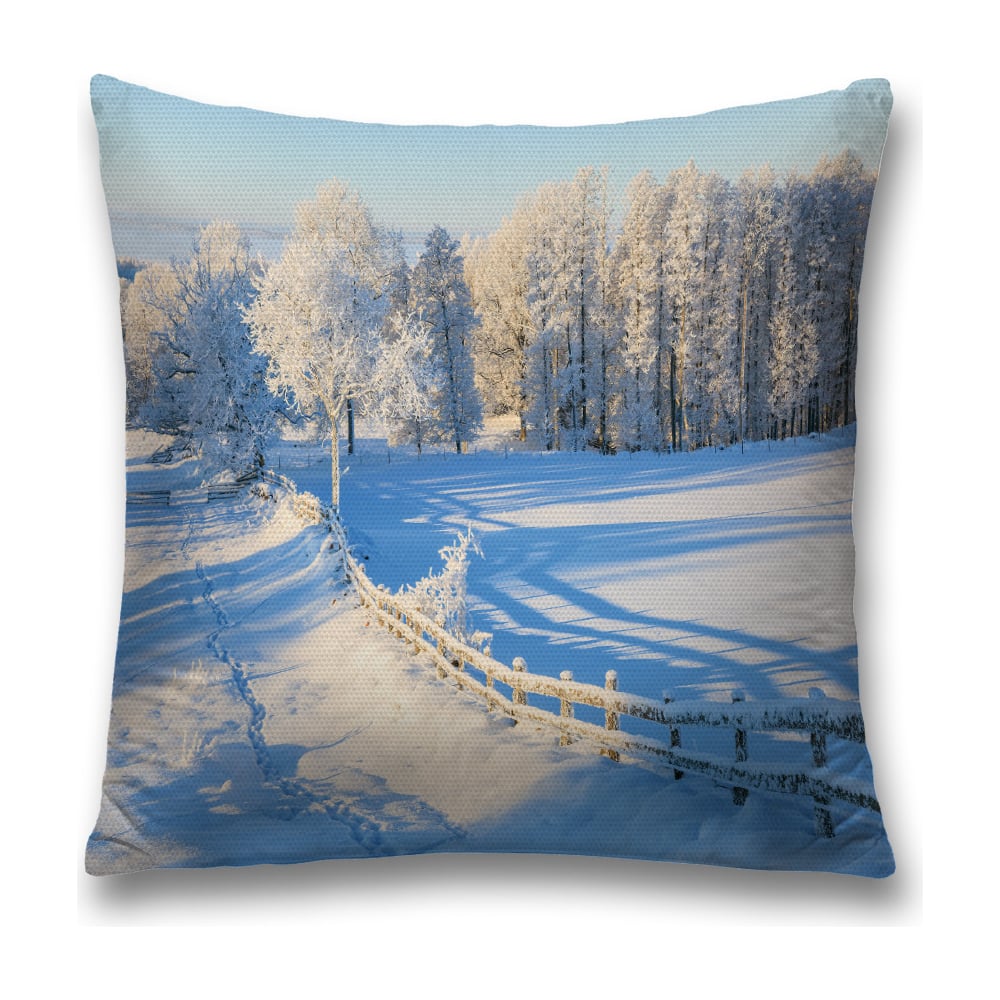 Изображение товара Декоративная наволочка JoyArty 45х45 см из полиэстера с молнией голубой, серой и белой