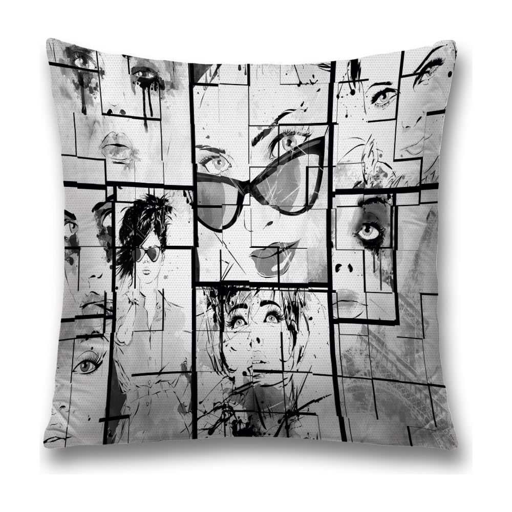 Изображение товара Декоративная наволочка JoyArty 45х45 см с молнией черный серый белый