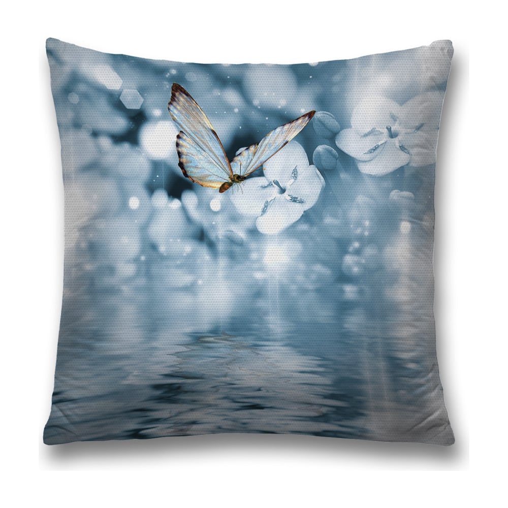 Изображение товара Декоративная наволочка JoyArty 45х45 см из полиэстера с молнией, бирюзовый и серый дизайн