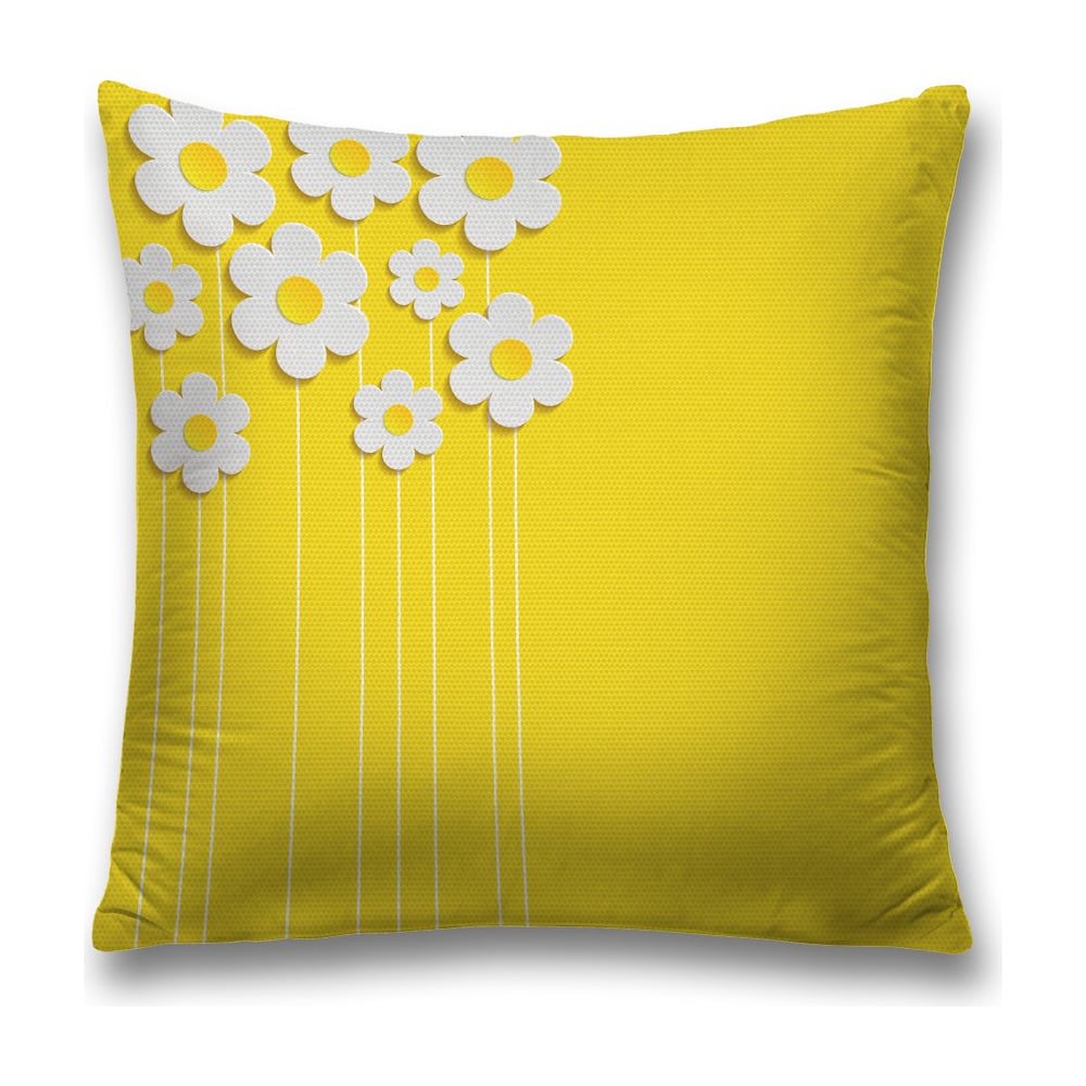 Изображение товара Декоративная наволочка JoyArty 45x45 см, желтый и белый, с молнией