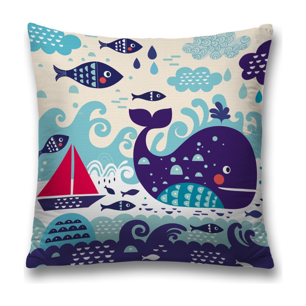 Изображение товара Декоративная наволочка JoyArty 45х45 см из полиэстера с молнией фиолетовая, красная, бирюзовая