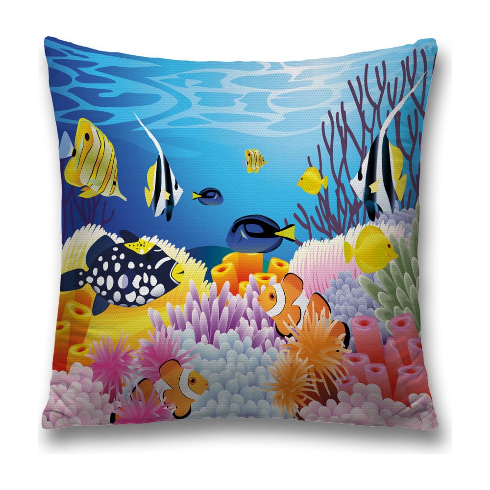 Изображение товара Декоративная наволочка JoyArty 45x45 см голубой желтый красный стильная