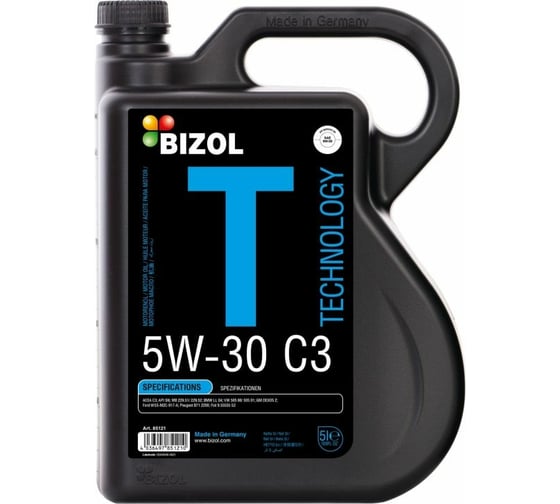 Изображение товара Синтетическое моторное масло Bizol Technology 5W-30, SN C3, 5 л 85121
