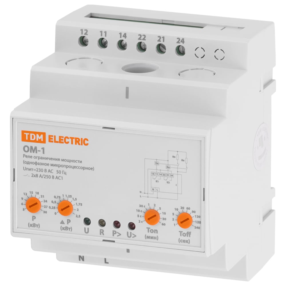 Изображение товара Реле напряжения ОМ-1 3/30-Н-01 1ф 3-30кВт 4 режима TDM ELECTRIC SQ1505-0003