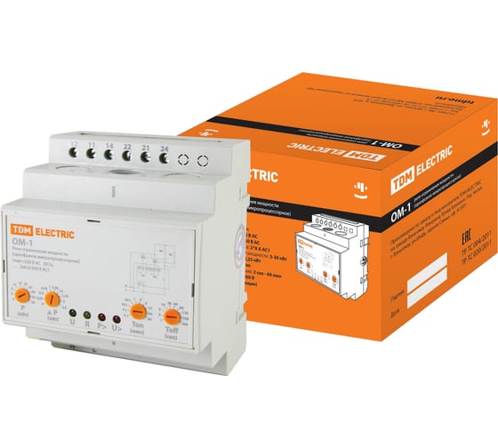 Изображение товара Реле напряжения (ограничения мощности) ОМ-1 3/30-Н-01 (1ф, 3-30кВт, 4мод, с реле напр.) TDM ELECTRIC SQ1505-0003