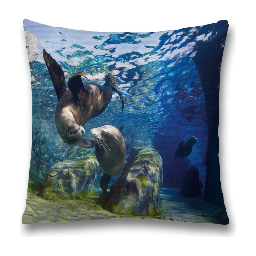 Изображение товара Декоративная наволочка JoyArty сл_17280 45х45 см из полиэстера голубая с молнией