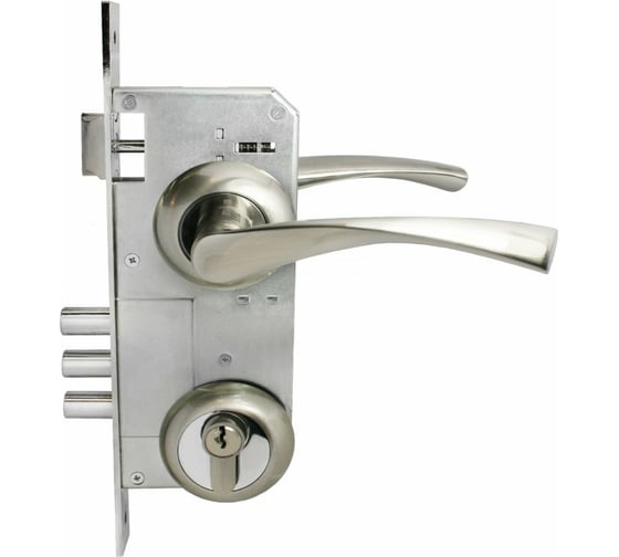 Изображение товара Врезной замок с ручками Аллюр АРТ ЗВ4-85А.1380 ОСКАР SN матовый никель 12252