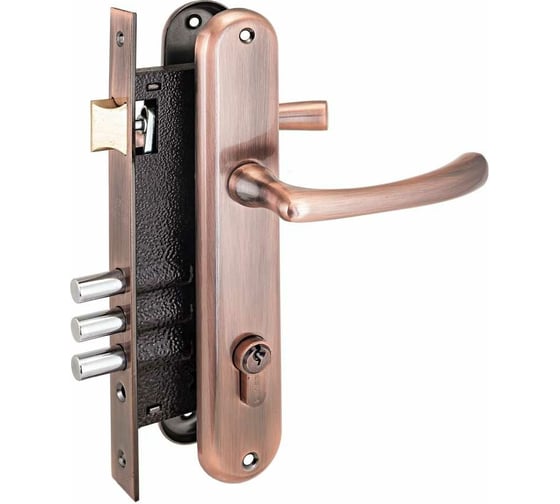 Изображение товара Врезной замок с ручками Аллюр 0221 AC старая медь 1027