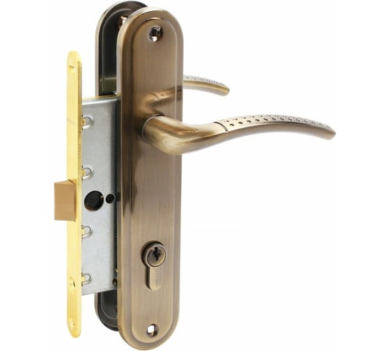 Изображение товара Врезной замок с ручками Аллюр ЗВ 7-132/85 AB старая бронза 14156