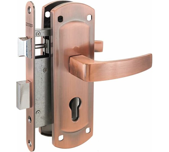 Изображение товара Врезной замок с ручками Аллюр ЗВ4-1/55A AC старая медь, автомат, без механизма секрета 7156
