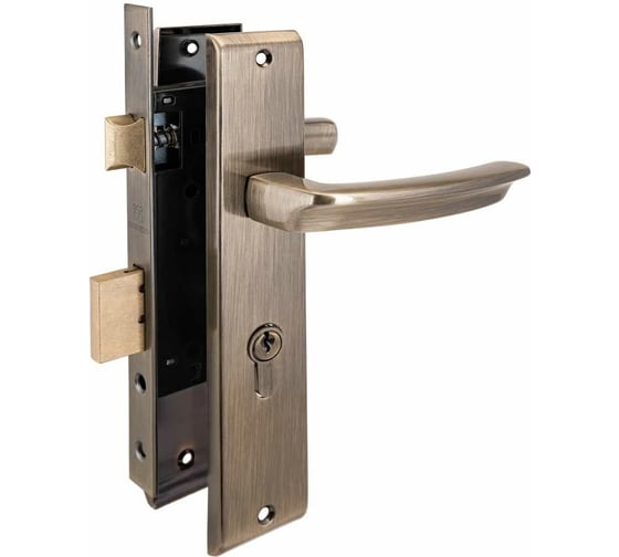 Изображение товара Врезной замок с ручками Аллюр АРТ ЗВ4-70.08 AB старая бронза 10161