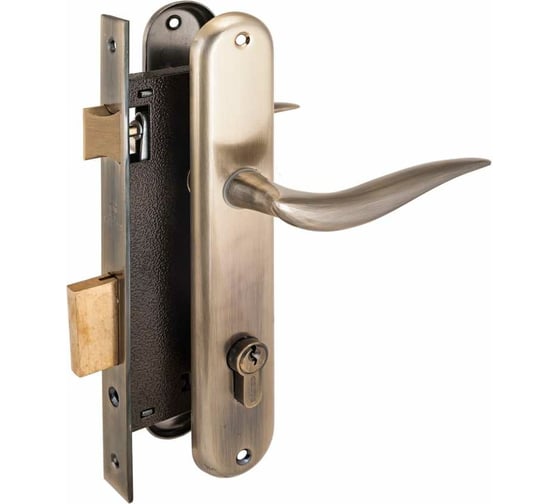 Изображение товара Врезной замок с ручками Аллюр 0205 AB старая бронза 1018