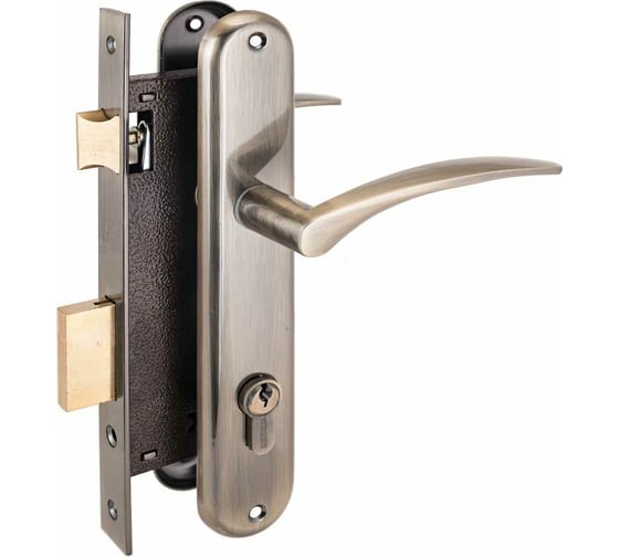 Изображение товара Врезной замок с ручками Аллюр 0211 AB старая бронза 1022