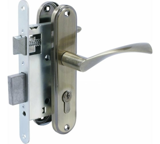 Изображение товара Врезной замок с ручками Аллюр ЗВ 4-103 AB старая бронза 12697