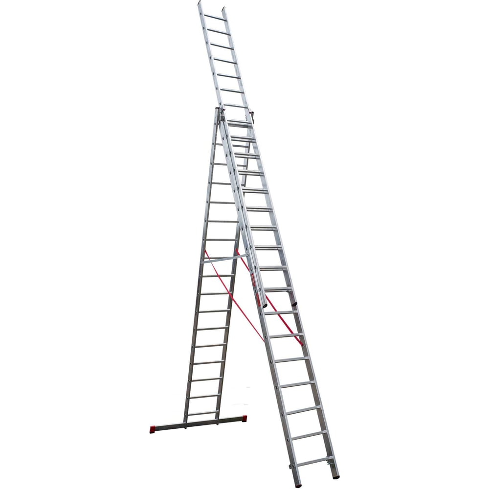 Изображение товара Алюминиевая трёхсекционная профессиональная лестница Новая Высота Проф 3x17 перекладин 604317
