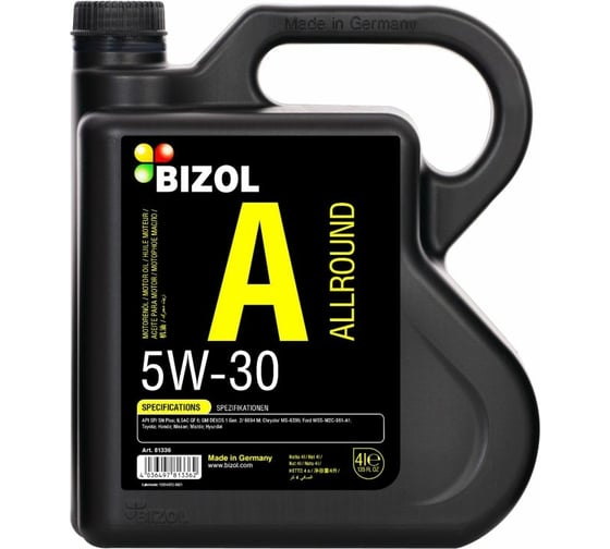 Изображение товара НС-синтетическое моторное масло Bizol Allround 5W-30, SP/SN Plus, GF-6A, 4 л 81336