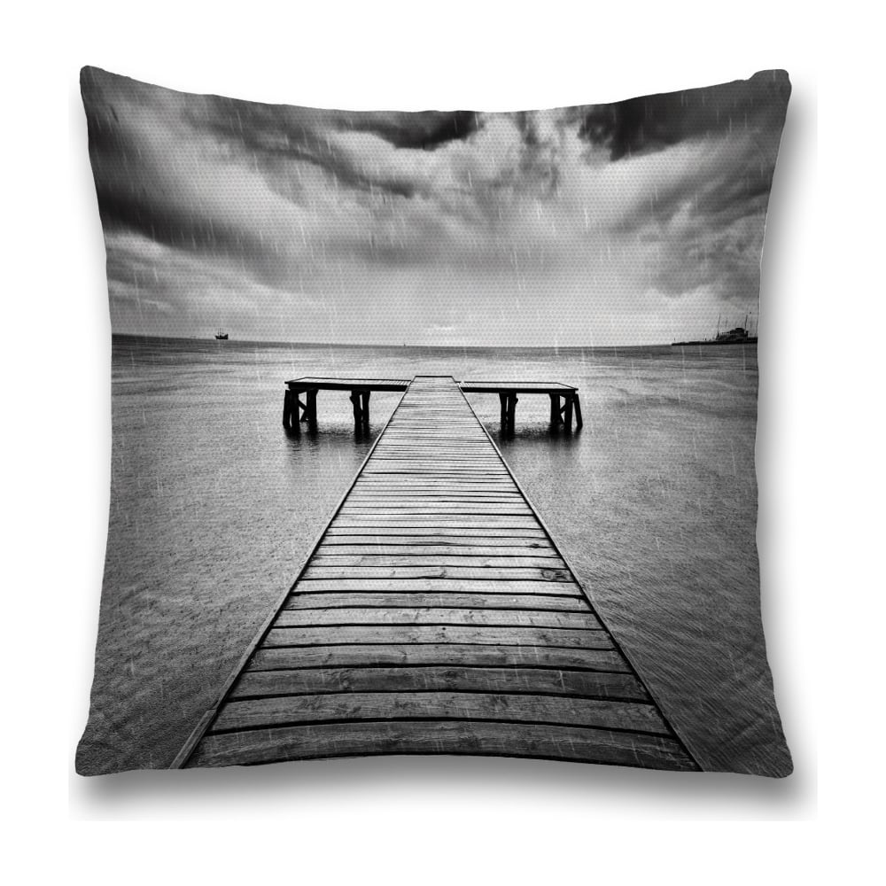 Изображение товара Декоративная наволочка JoyArty 45x45 см из полиэстера с молнией, серый, черный, белый