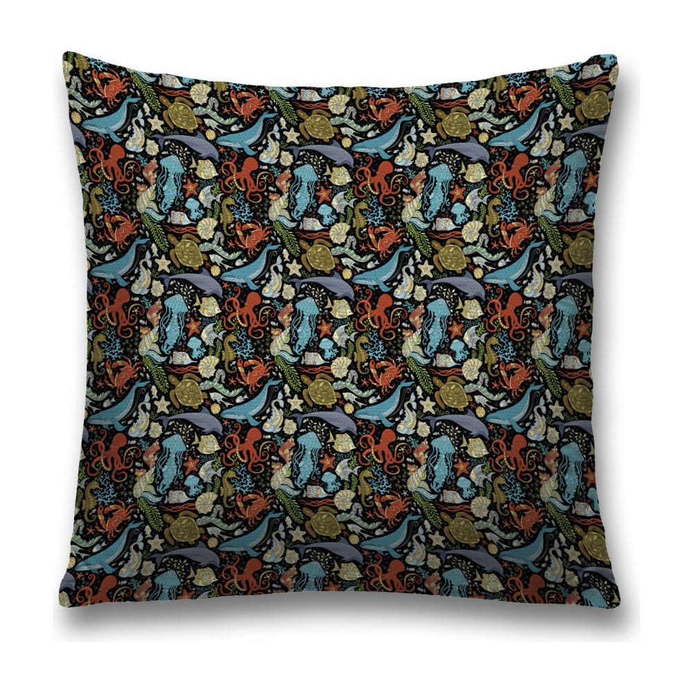 Изображение товара Декоративная наволочка JoyArty 45x45 см голубой-красный-черный с молнией