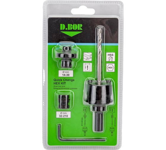 Изображение товара Адаптер HEX 11 мм для биметаллических коронок 14-210 мм D.BOR D-AQCH-1-14-210
