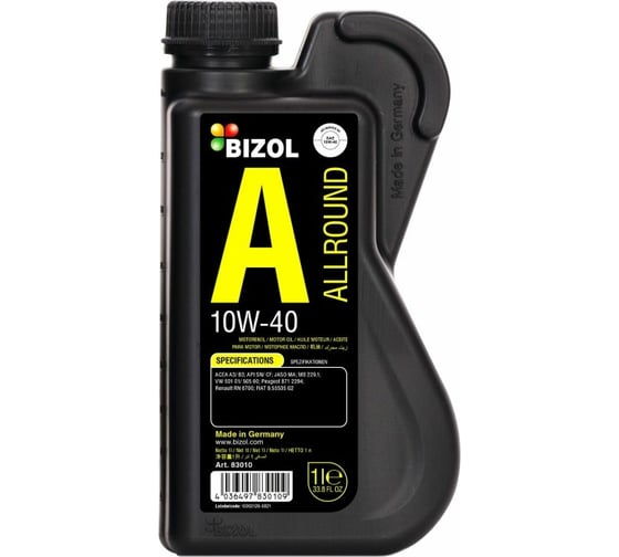 Изображение товара НС-синтетическое моторное масло Bizol Allround 10W-40 SN, A3/B4 MA2, 1 л 83010