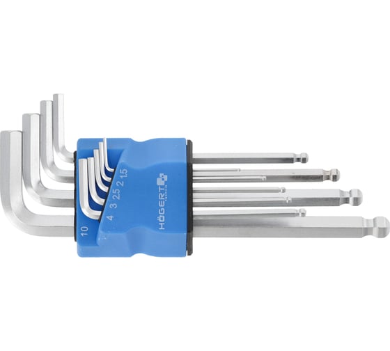 Изображение товара Набор шестигранных Г-образных ключей HOEGERT TECHNIK длинные HT1W825