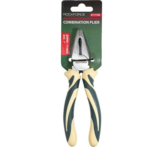 Изображение товара Комбинированные плоскогубцы ROCKFORCE с эргономическими рукоятками, Cr-V 7 RF-611175H(50762)