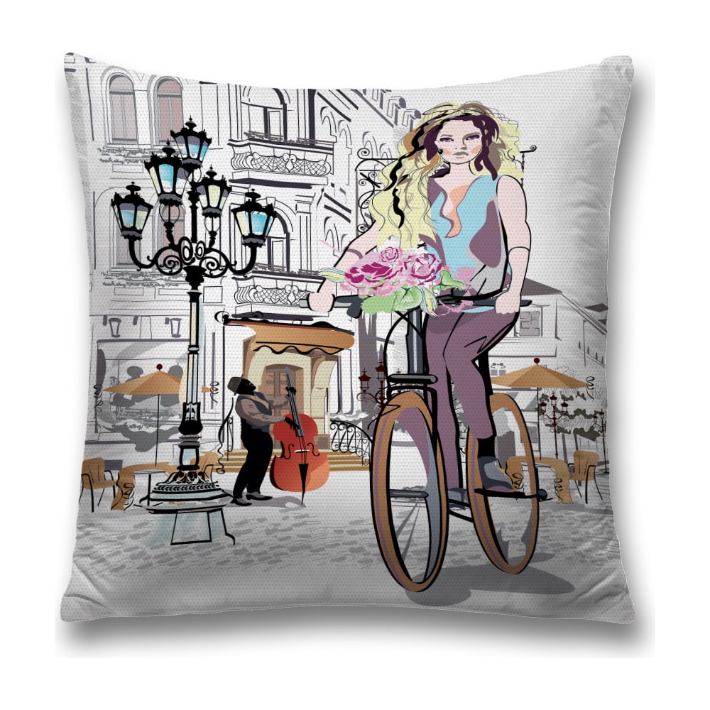 Изображение товара Декоративная наволочка JoyArty 45х45 см с молнией, полиэстер, бежевый, голубой, коричневый