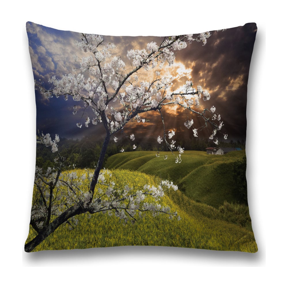 Изображение товара Декоративная наволочка JoyArty 45x45 см зеленый и белый полиэстер