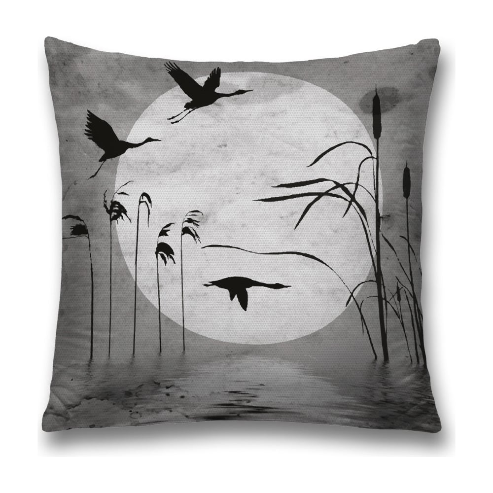 Изображение товара Декоративная наволочка JoyArty 45x45 см, полиэстер, молния, серый/черный/белый