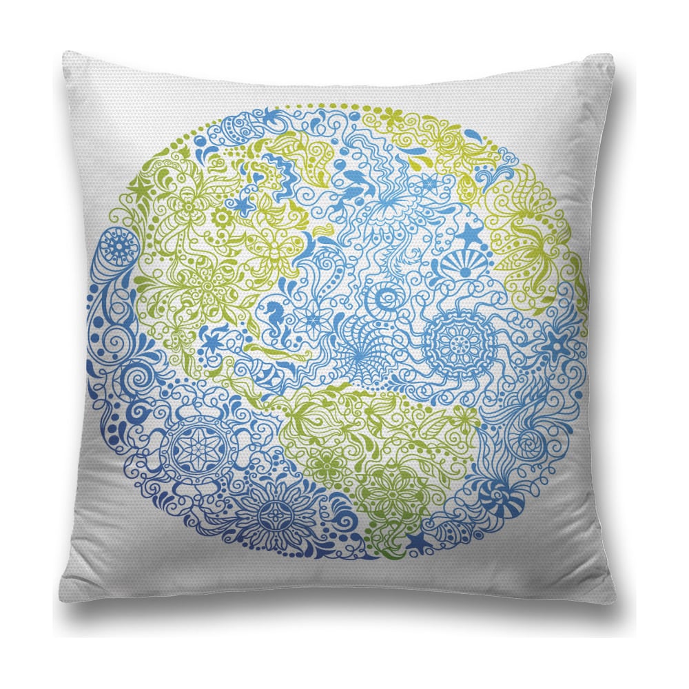 Изображение товара Декоративная наволочка JoyArty 45х45 см голубой оливковый хаки полиэстер