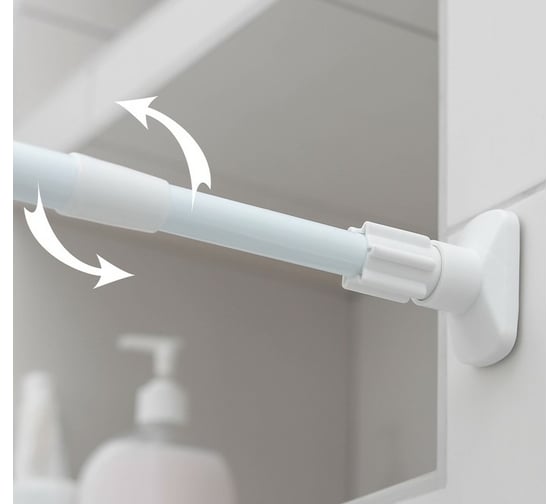 Изображение товара Карниз для ванной Доляна усиленный, белый, 140-260 см 138924