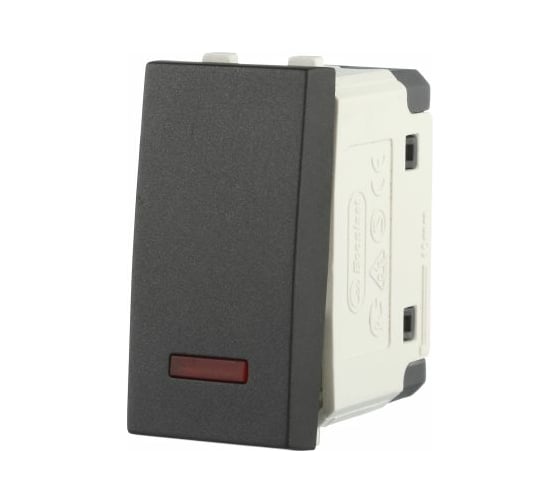 Изображение товара 1-клавишный выключатель LK Studio с индикатором 45x22.5 (сх.1L) 16 A. 250 B черный бархат LK45 850308-1