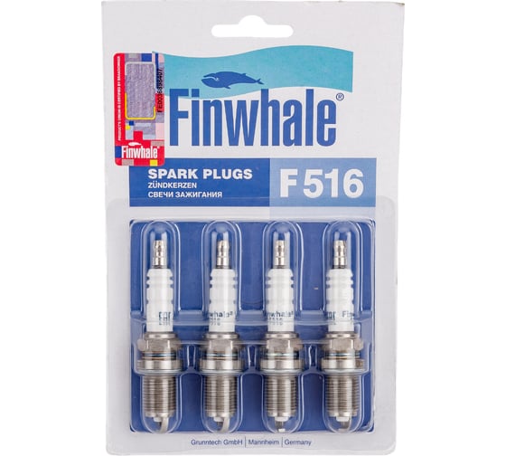 Изображение товара Свеча зажигания CHEVROLET/DAEWOO/GREAT WALL/HONDA/KIA/LADA/MAZDA/MITSUBISHI/SUBARU/SUZUKI 4 шт FINWHALE F516