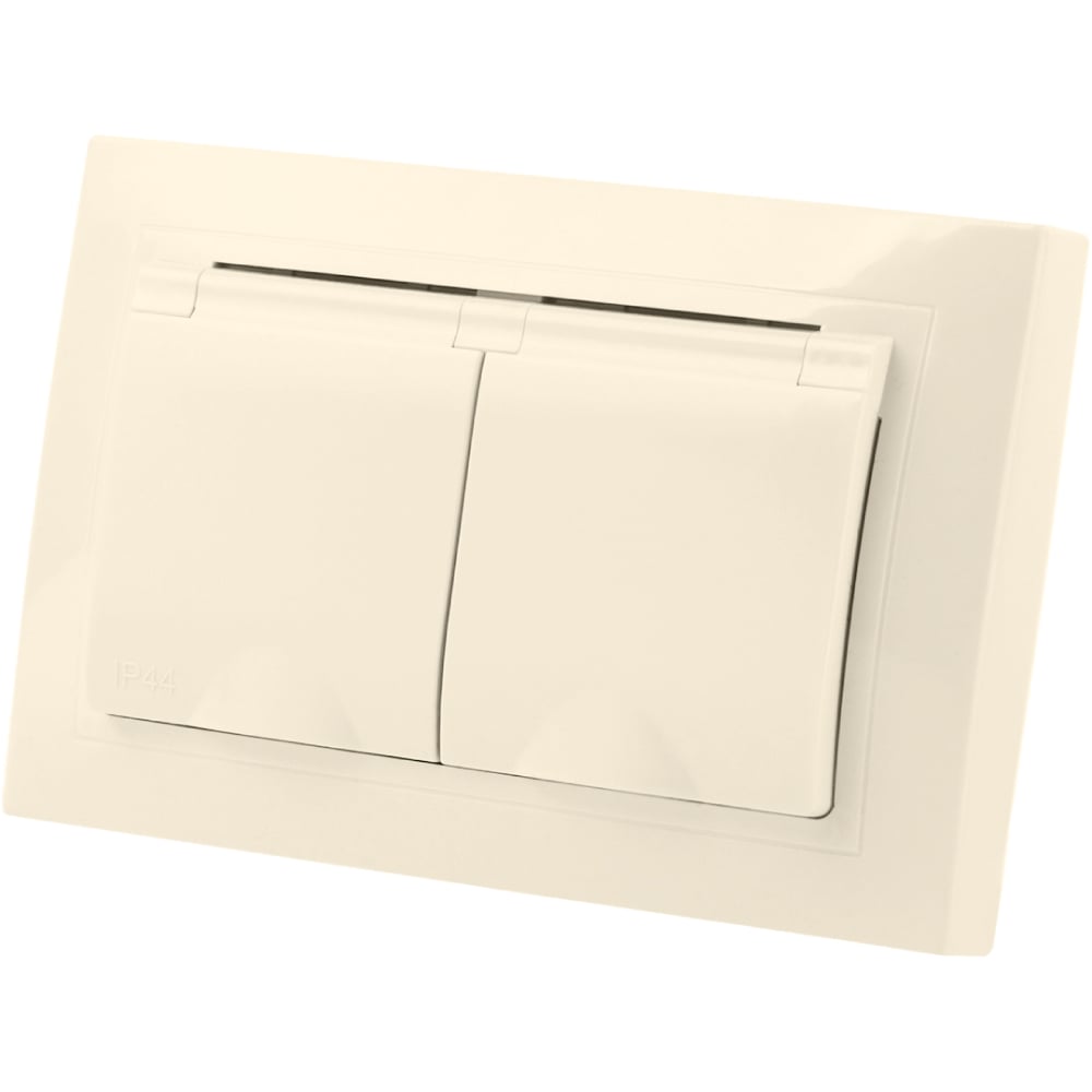 Изображение товара Двойная розетка TDM ELECTRIC Таймыр 2П+З с защитными шторками и крышкой IP44