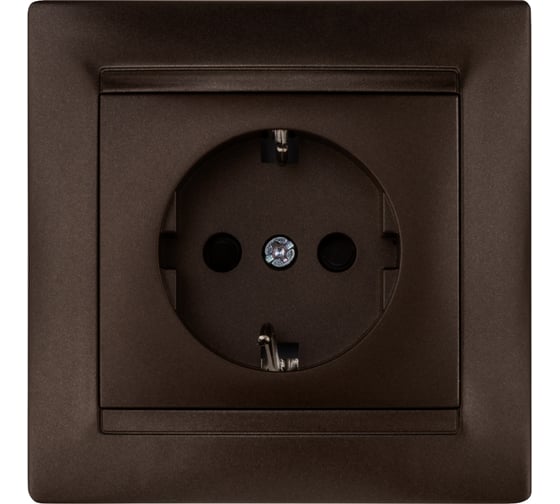 Изображение товара Розетка 2П+З 16А 250В с защитными шторками TDM ELECTRIC шоколад, серия "Лама" SQ1815-0511