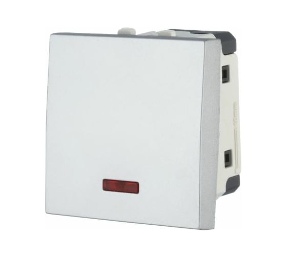 Изображение товара 1-клавишный выключатель LK Studio с индикатором 45x45 (сх.1L) 16 A. 250 B серебристый металлик LK45 850903-1