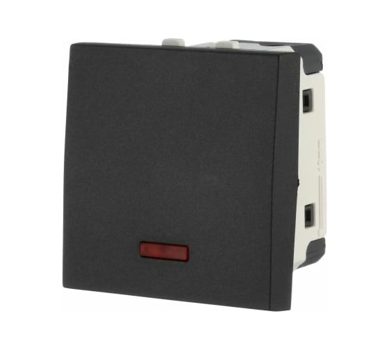 Изображение товара 1-клавишный выключатель LK Studio с индикатором 45x45 (сх.1L) 16 A. 250 B черный бархат LK45 850908-1