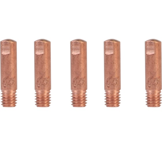 Изображение товара Наконечник контактный для горелки MIG 5 шт, М6x25, под проволоку 0.6 мм Patriot 605001810