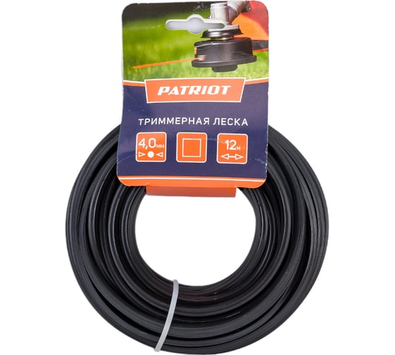 Изображение товара Леска черная на картонном подвесе 4 мм, 12 м, квадрат Patriot 805205128