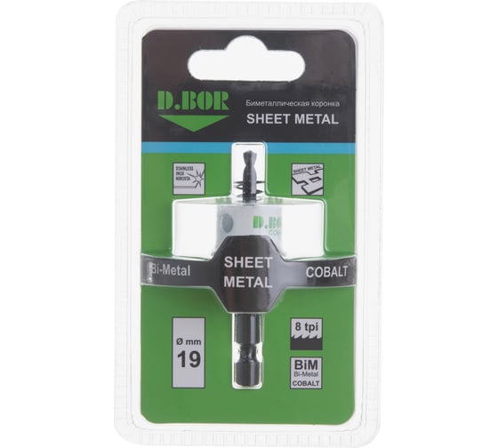 Изображение товара Коронка биметаллическая 19 мм комплект D.BOR D-HS-BIM-SM-20-019