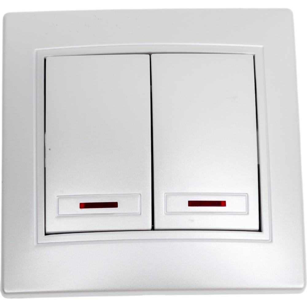 Изображение товара Двухклавишный выключатель Intro Plano с подсветкой 10А IP20 перламутр