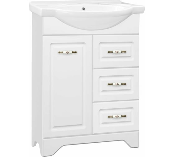 Изображение товара Тумба Style Line Олеандр-2 65 (3 ящ.) под умывальник Байкал 65, Люкс белая ЛС-00000047