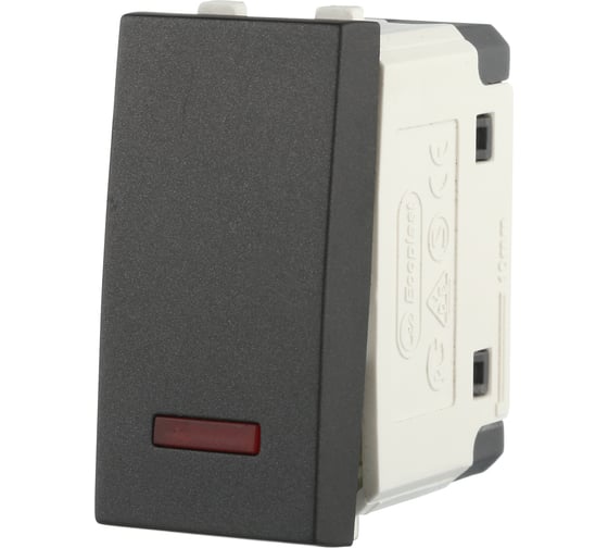 Изображение товара 1-клавишный переключатель LK Studio с двух мест, с индикатором 45x22.5 (сх.6L) 16 A. 250 B, черный бархат, 850408-1