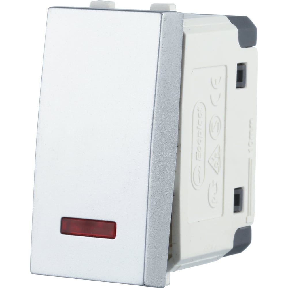 Изображение товара 1-клавишный переключатель LK Studio с индикатором 45x22.5 серебристый