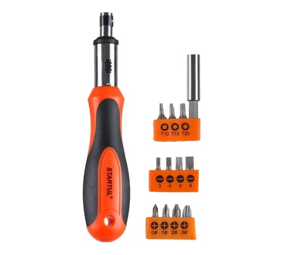 Изображение товара Реверсивная отвертка с набором бит STARTUL 12 предметов ST3049-12