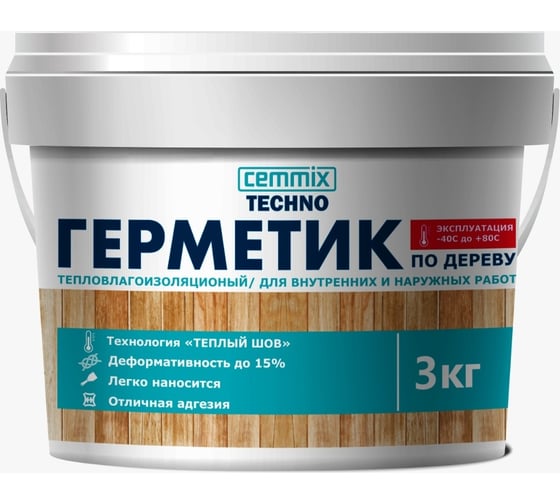 Изображение товара Акриловый герметик для дерева CEMMIX Теплый шов (сосна; 3 кг) 84735741